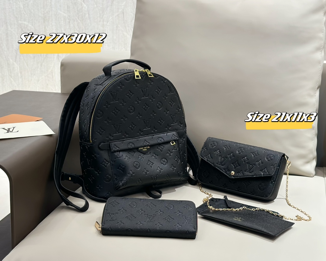 LV backpack three piece combination set