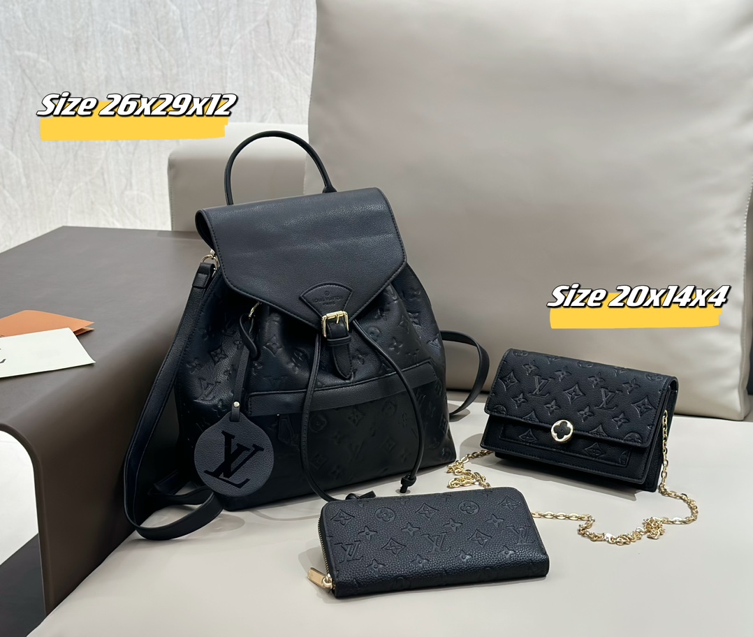 LV backpack three piece combination set