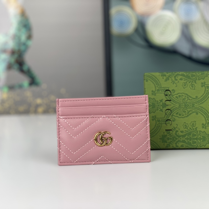 Replica Gucci GG Marmont Women Real Leather Card Bag