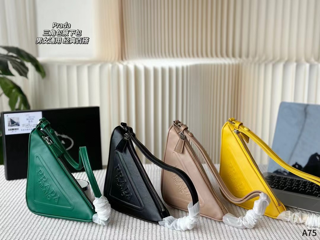 Prada Triangle Pouch / clutch in black saffiano leather