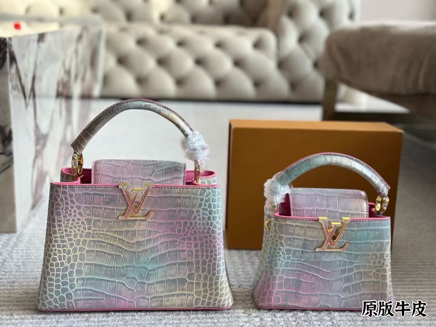 Top version LV cowhide capucines handbag