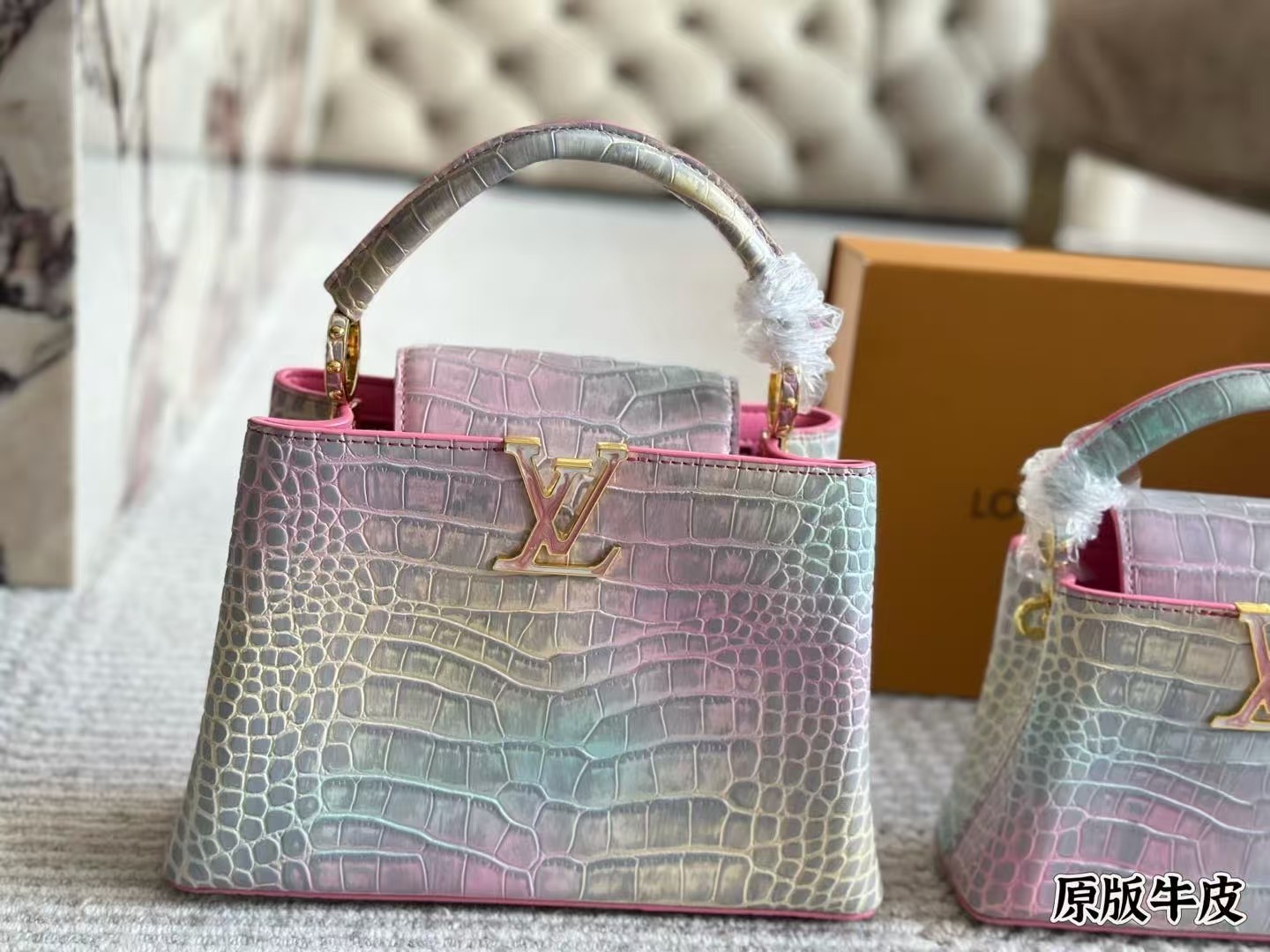 Top version LV cowhide capucines handbag