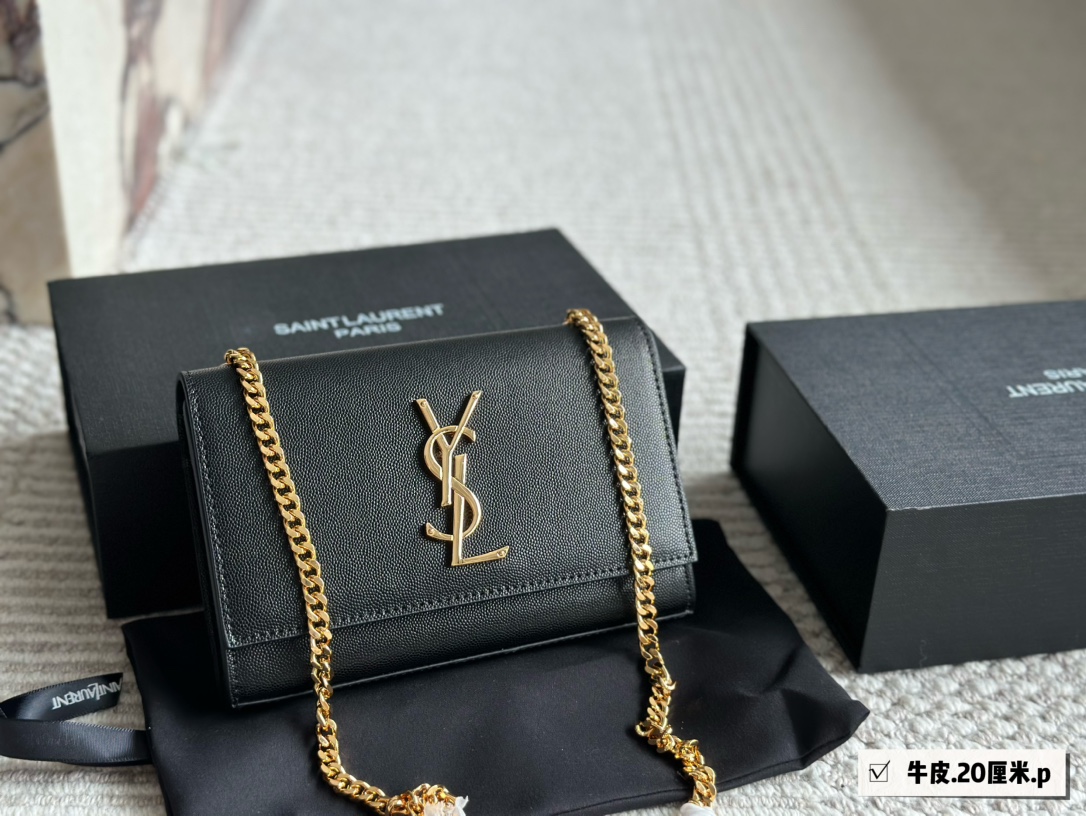 YSL woc kate Envelope Caviar bag
