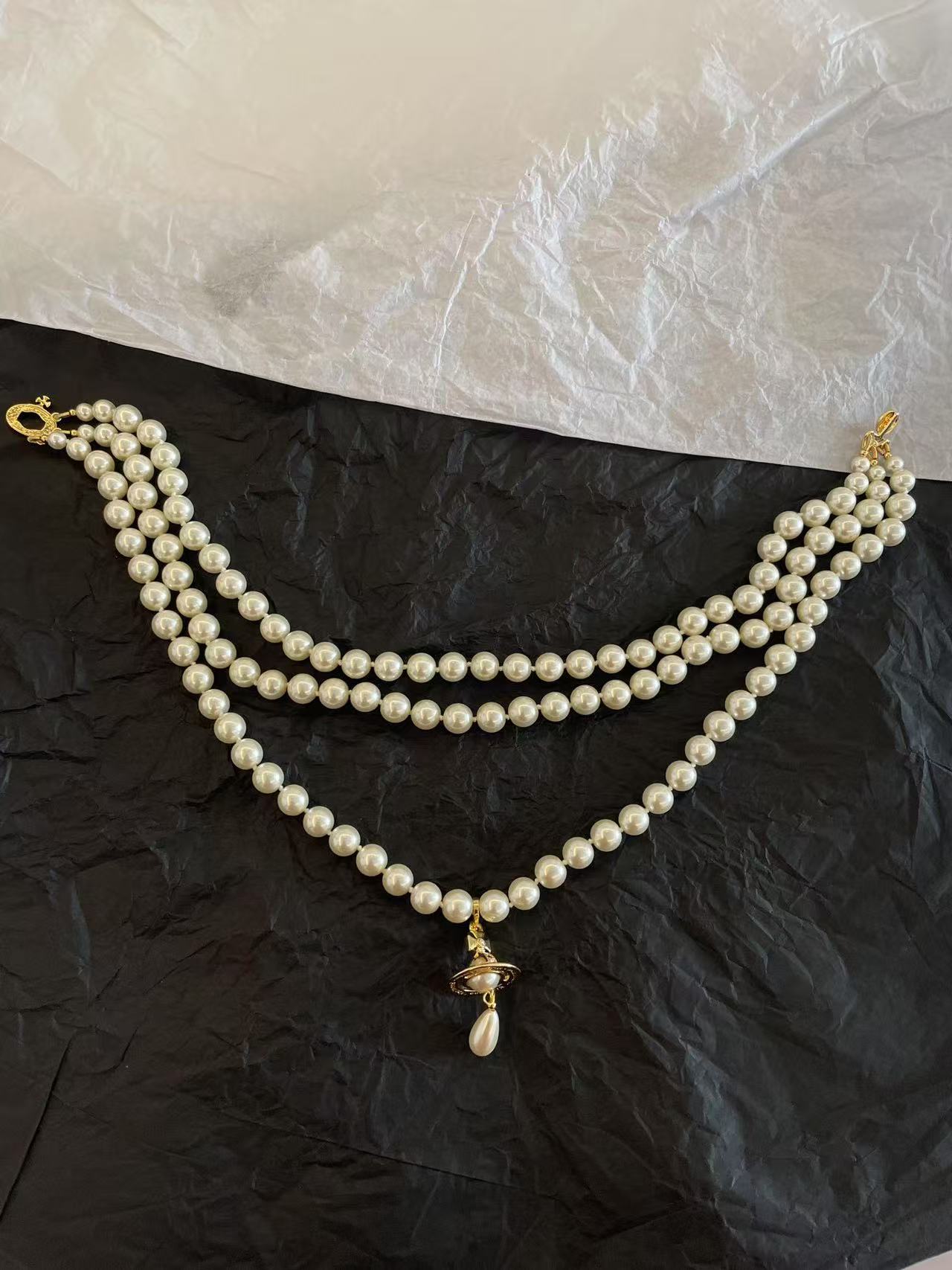 Vivienne Westwood Triple Pearl Pendant Necklace