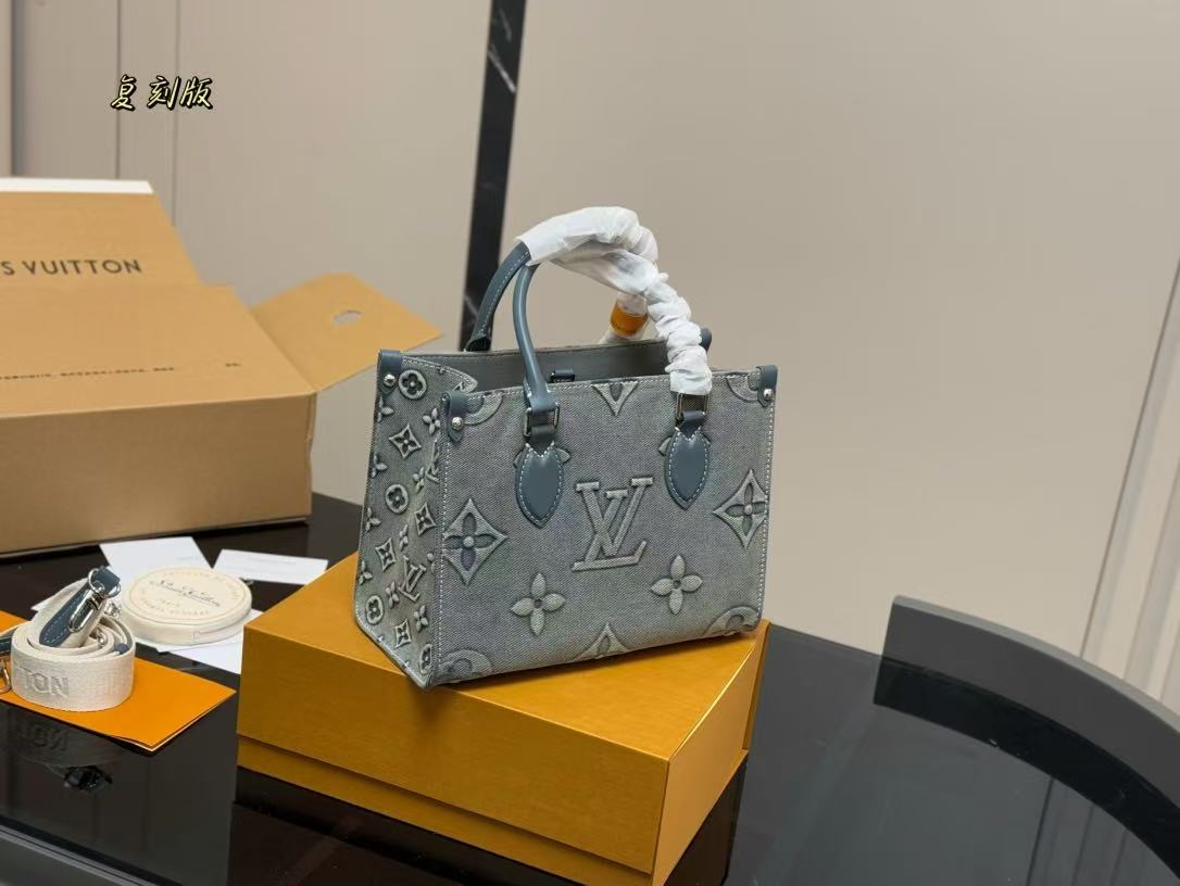 LV denim bag collection.