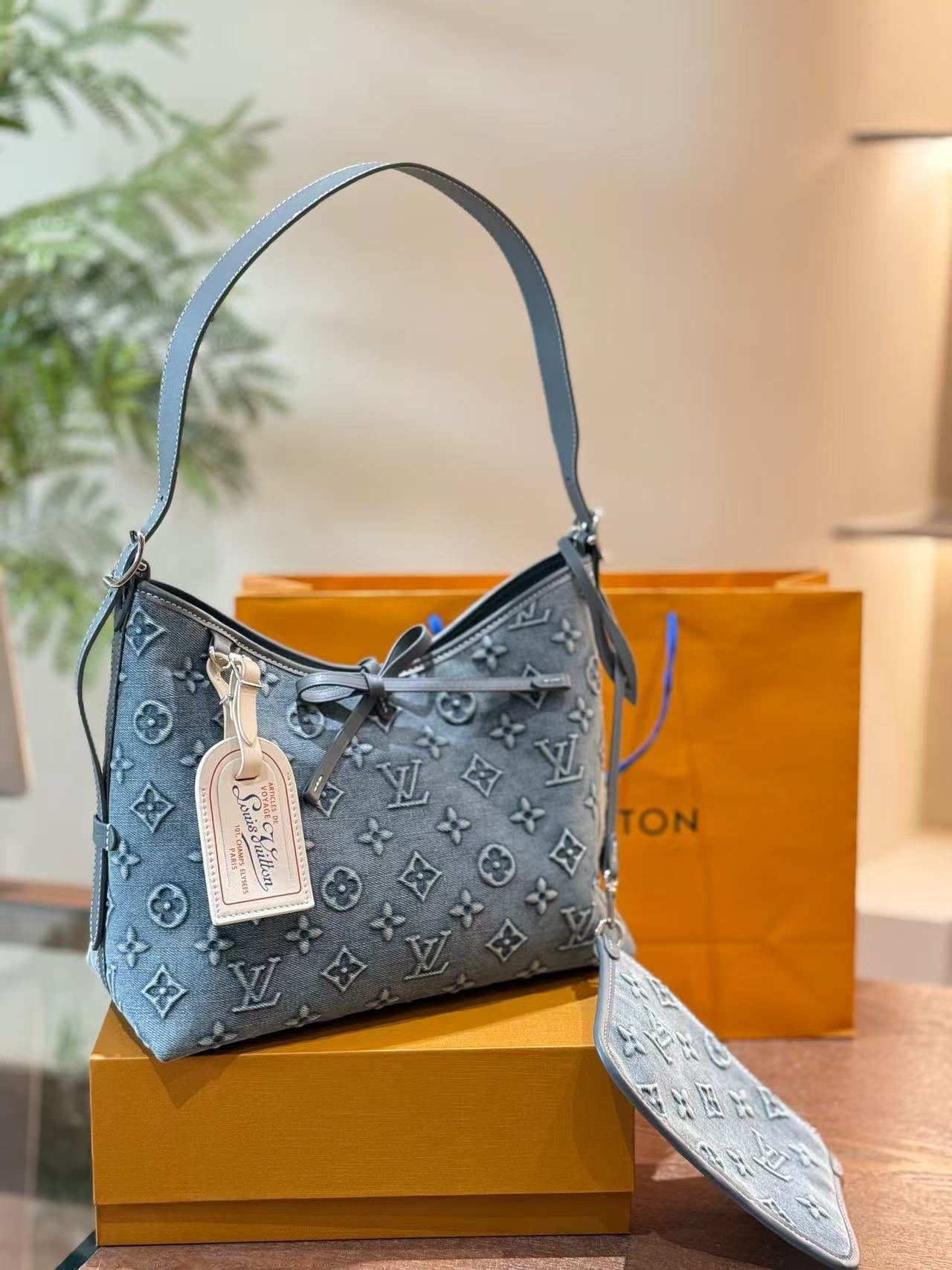 LV denim bag collection.