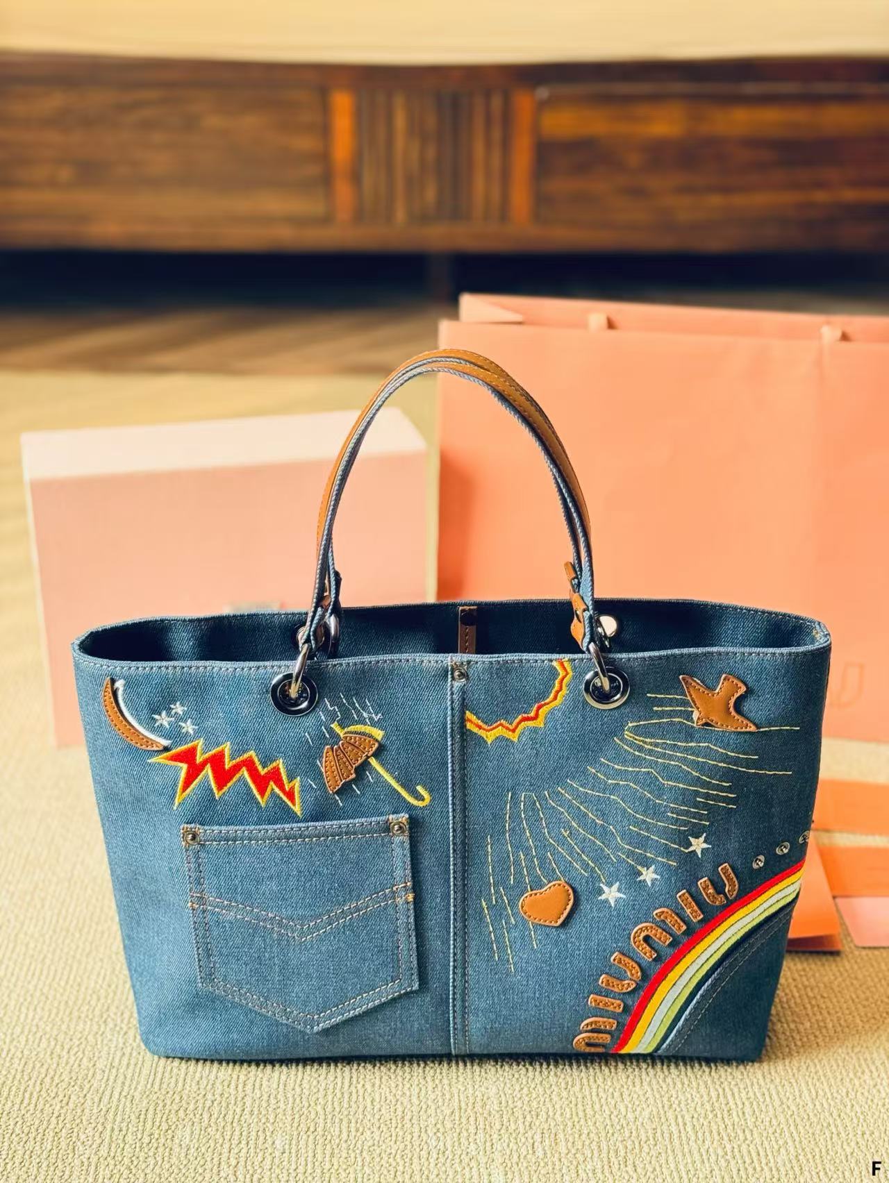 Miumiu vintage denim cartoon bag