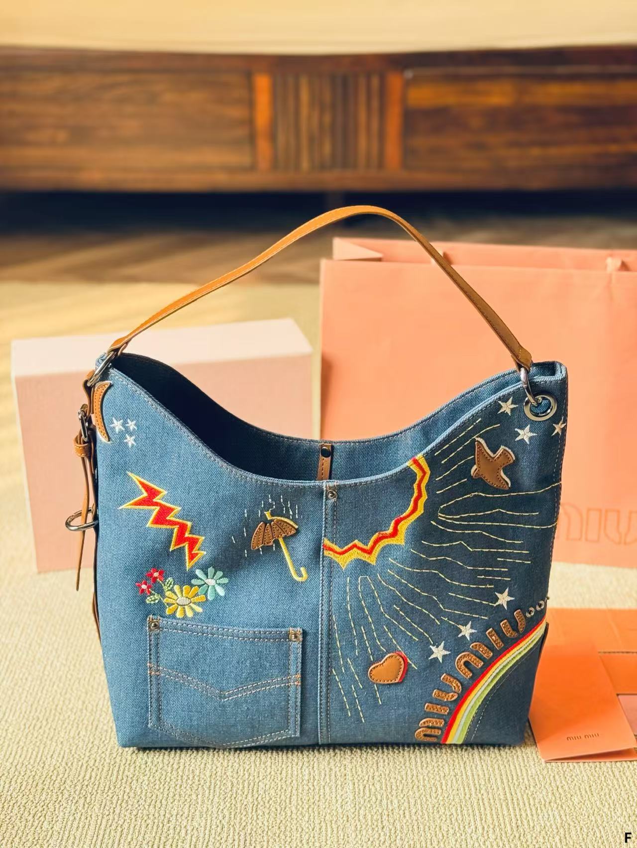 Miumiu vintage denim cartoon bag