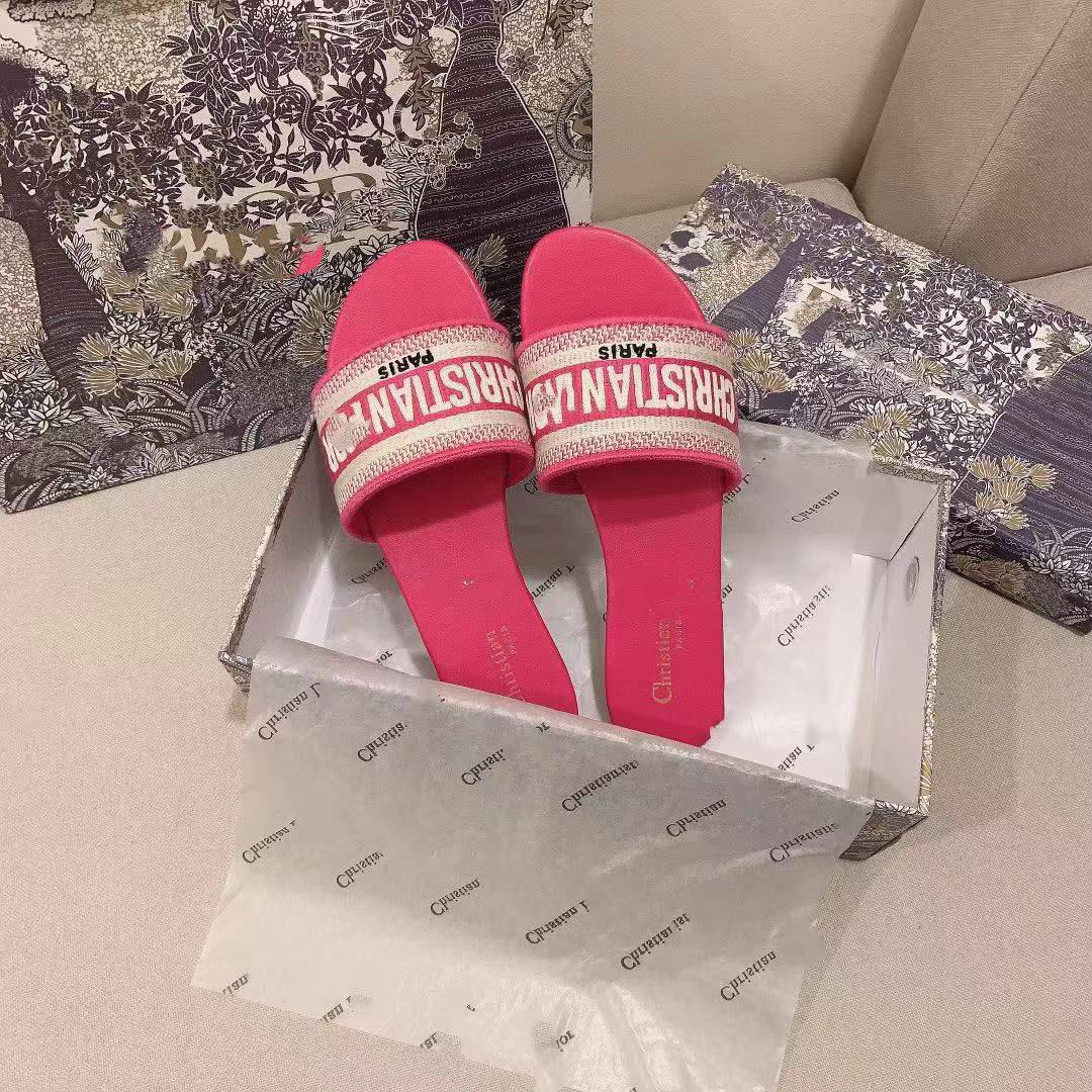Embroidered Dior monogram flip-flops with beach sandals