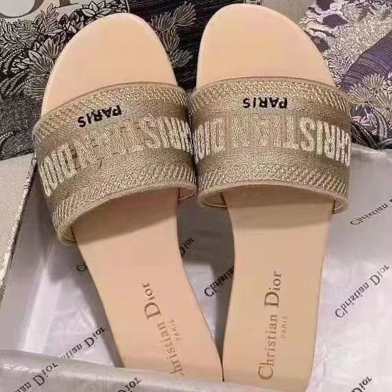 Embroidered Dior monogram flip-flops with beach sandals