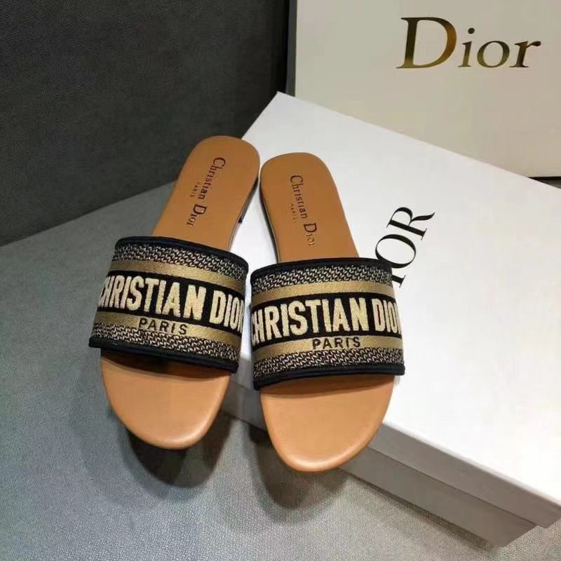 Embroidered Dior monogram flip-flops with beach sandals