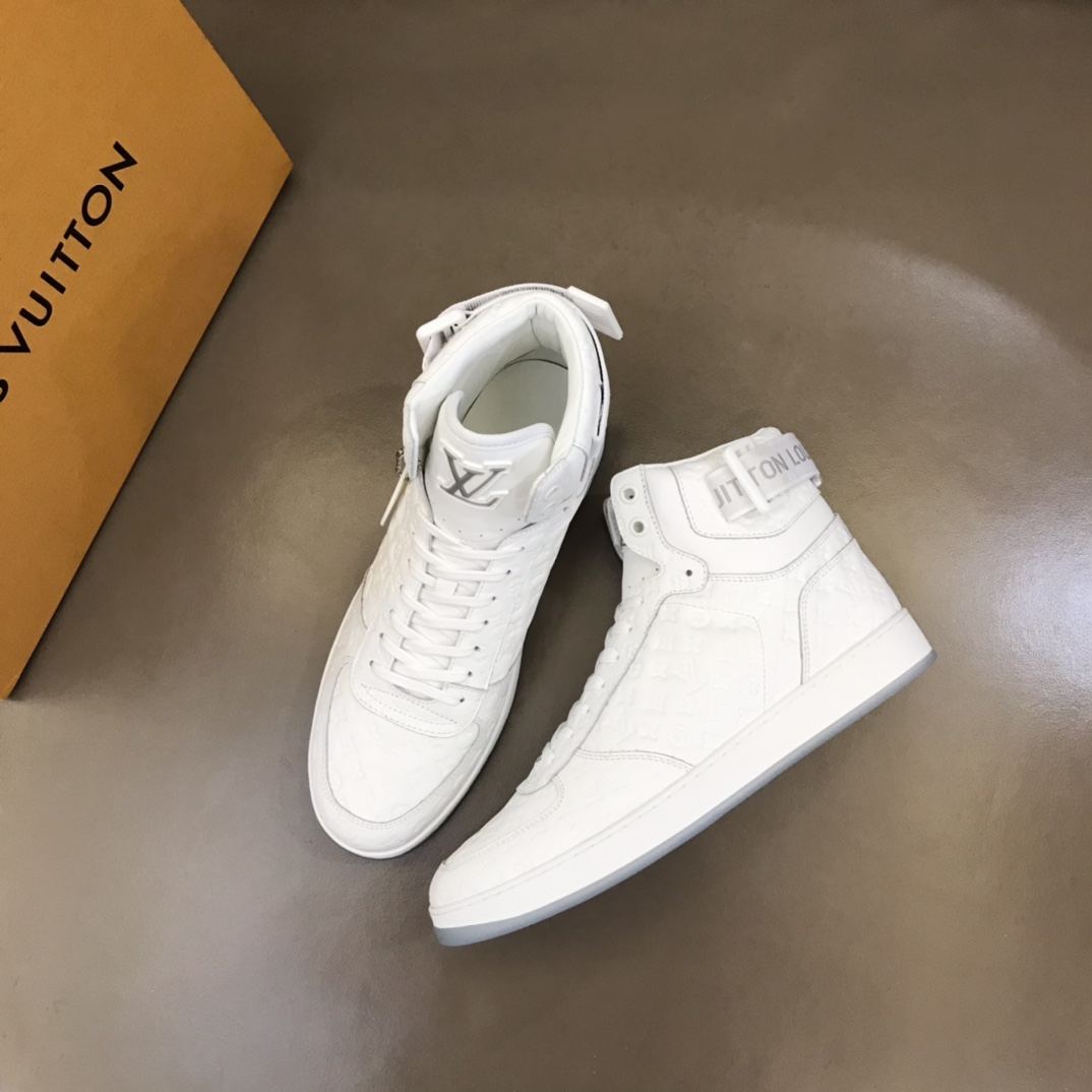 LV Rivoli Monogram embossed calfskin sneaker bootts