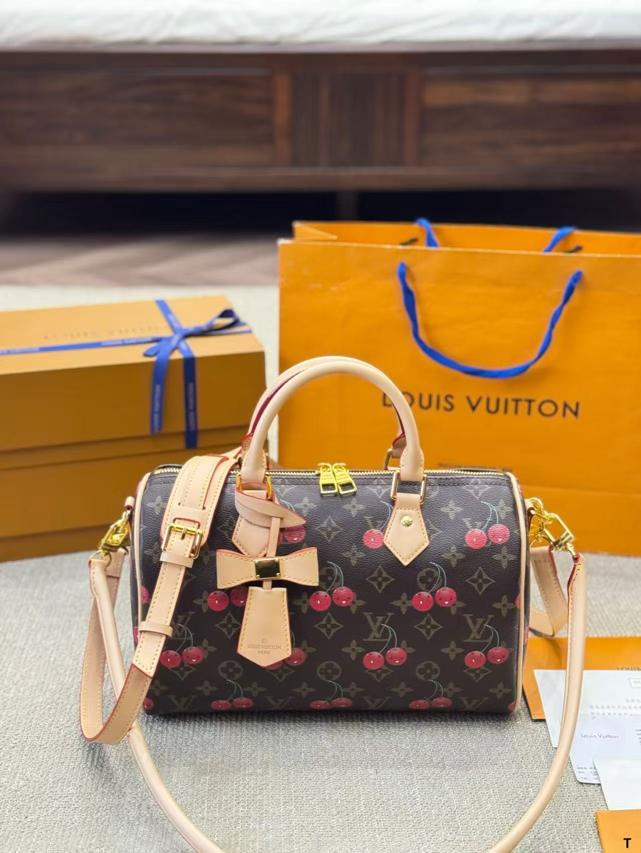Louis Vuitton Speedy Cherry Print pillow bag