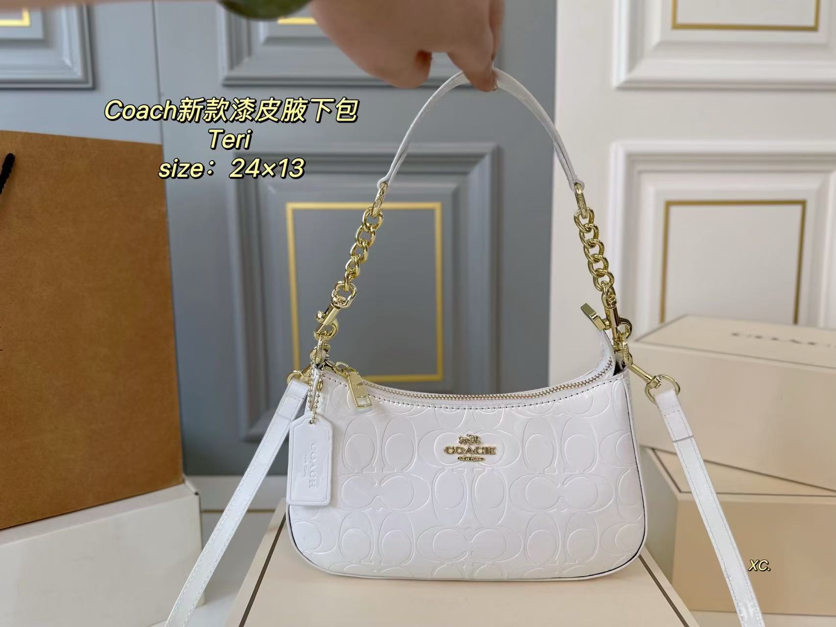 COACH Teri patent leather underarm bag