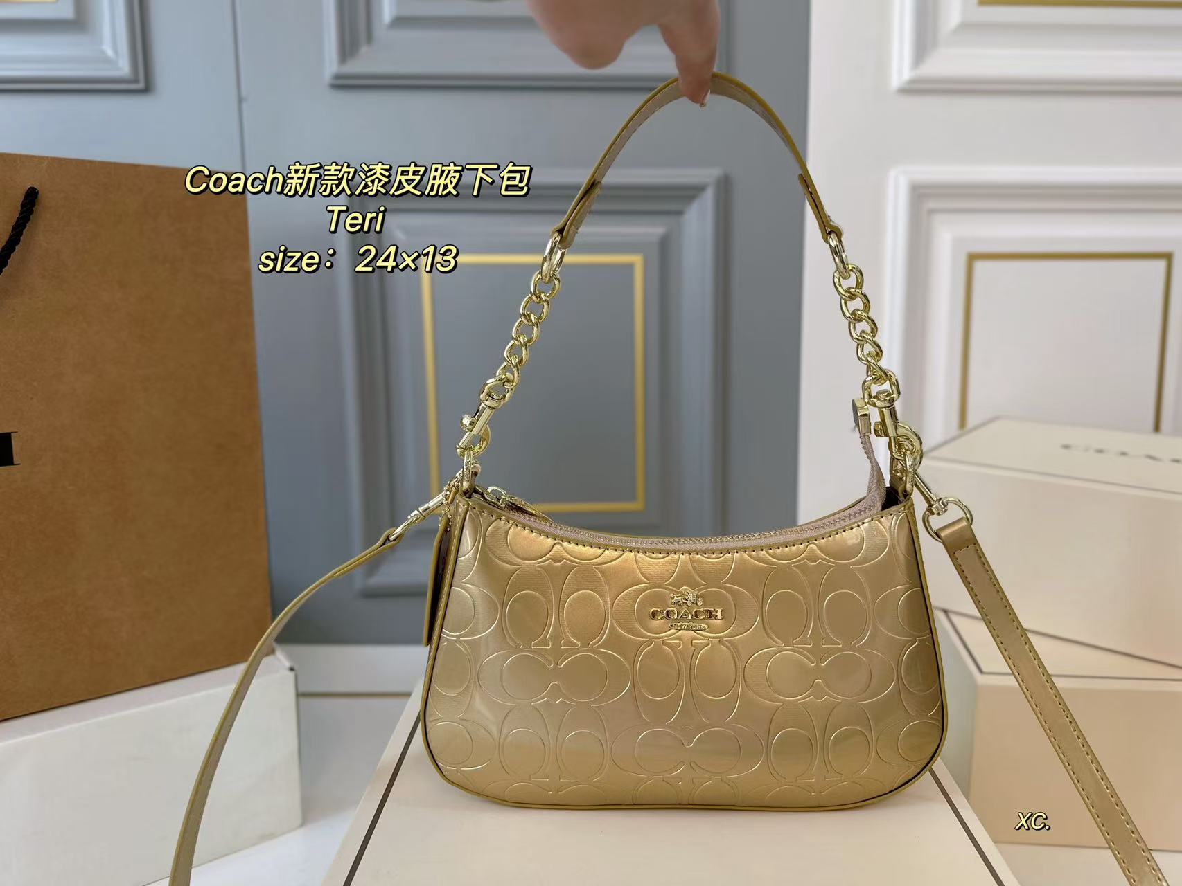 COACH Teri patent leather underarm bag