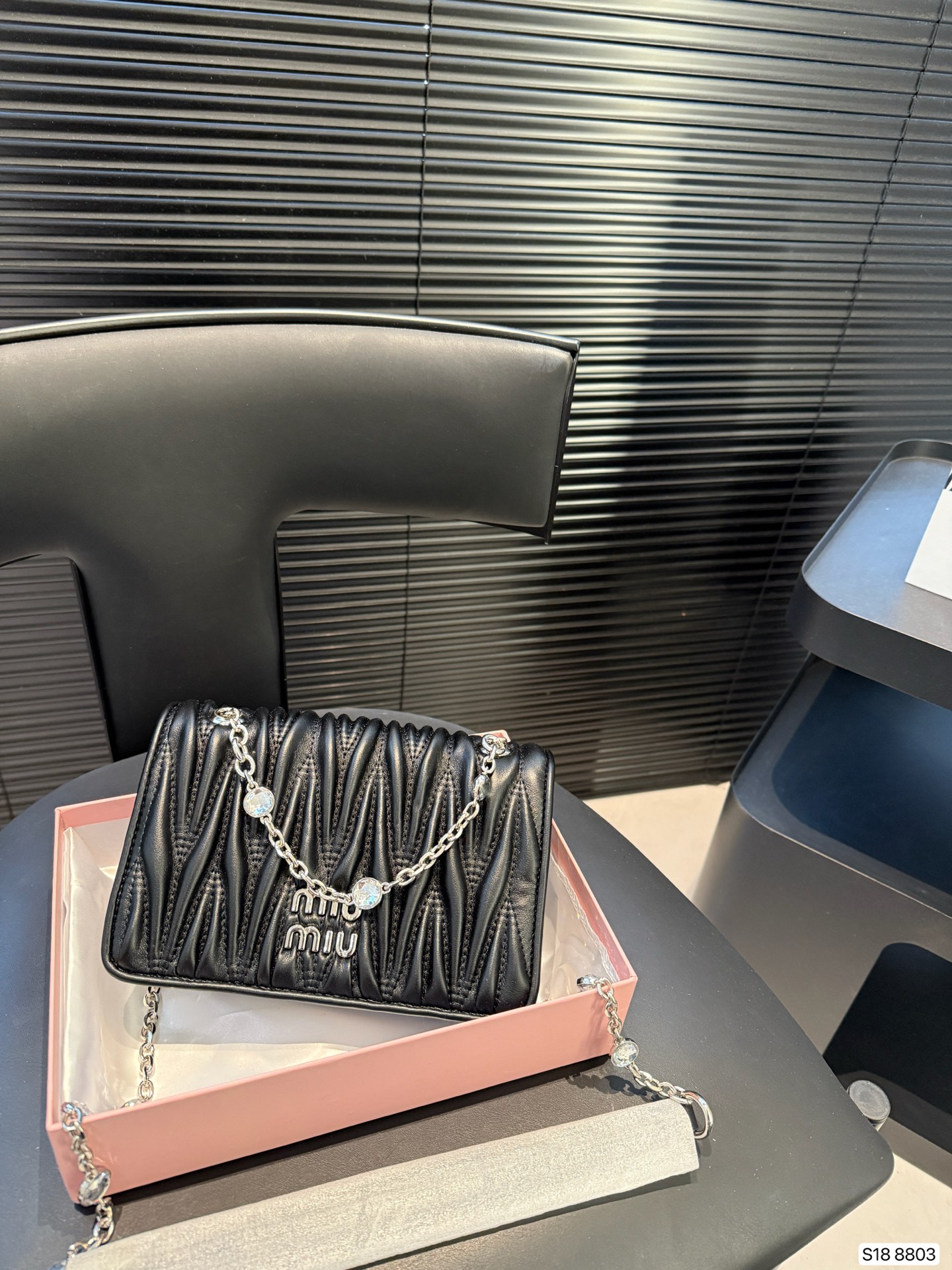 MIUMIU gem pleated chain bag