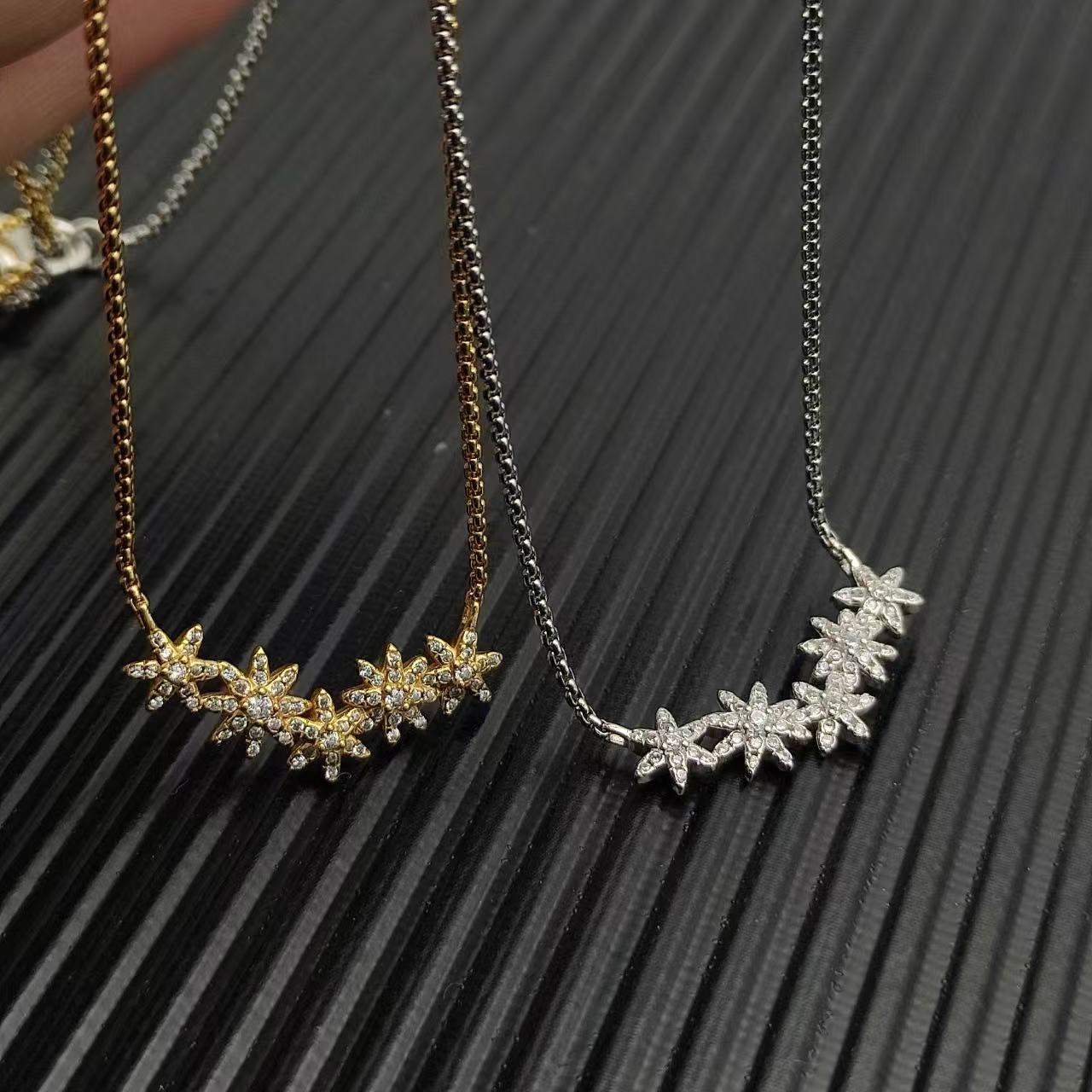 David Yurman silver quintuple necklace