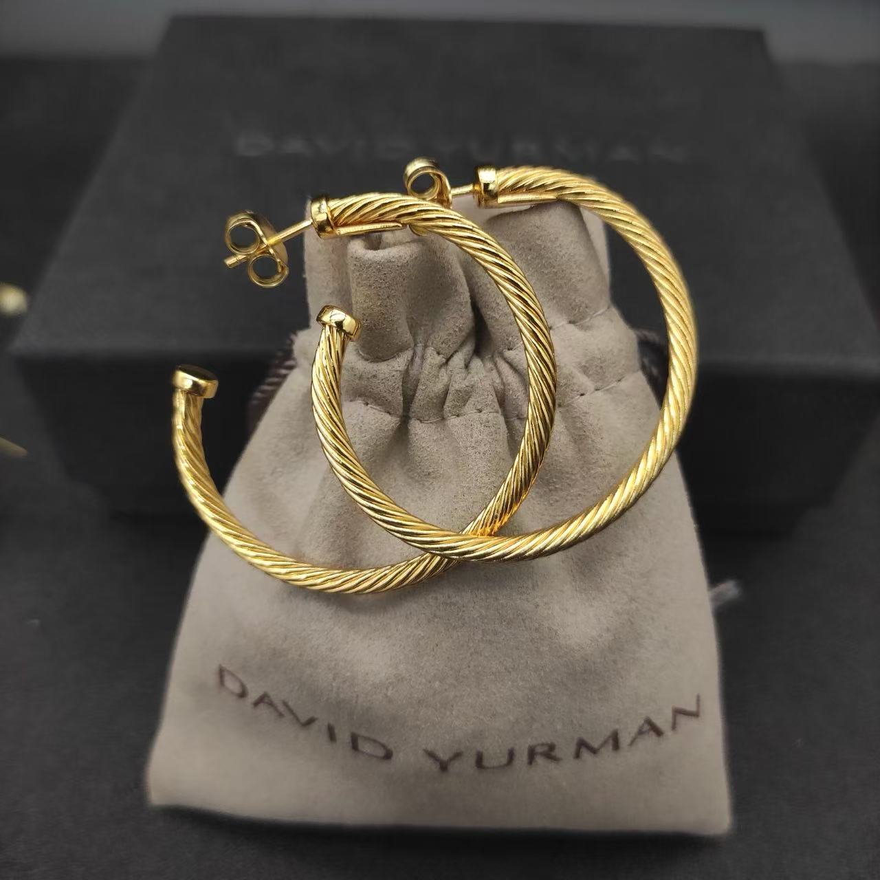 David Yurman single twist gold oversized earrings