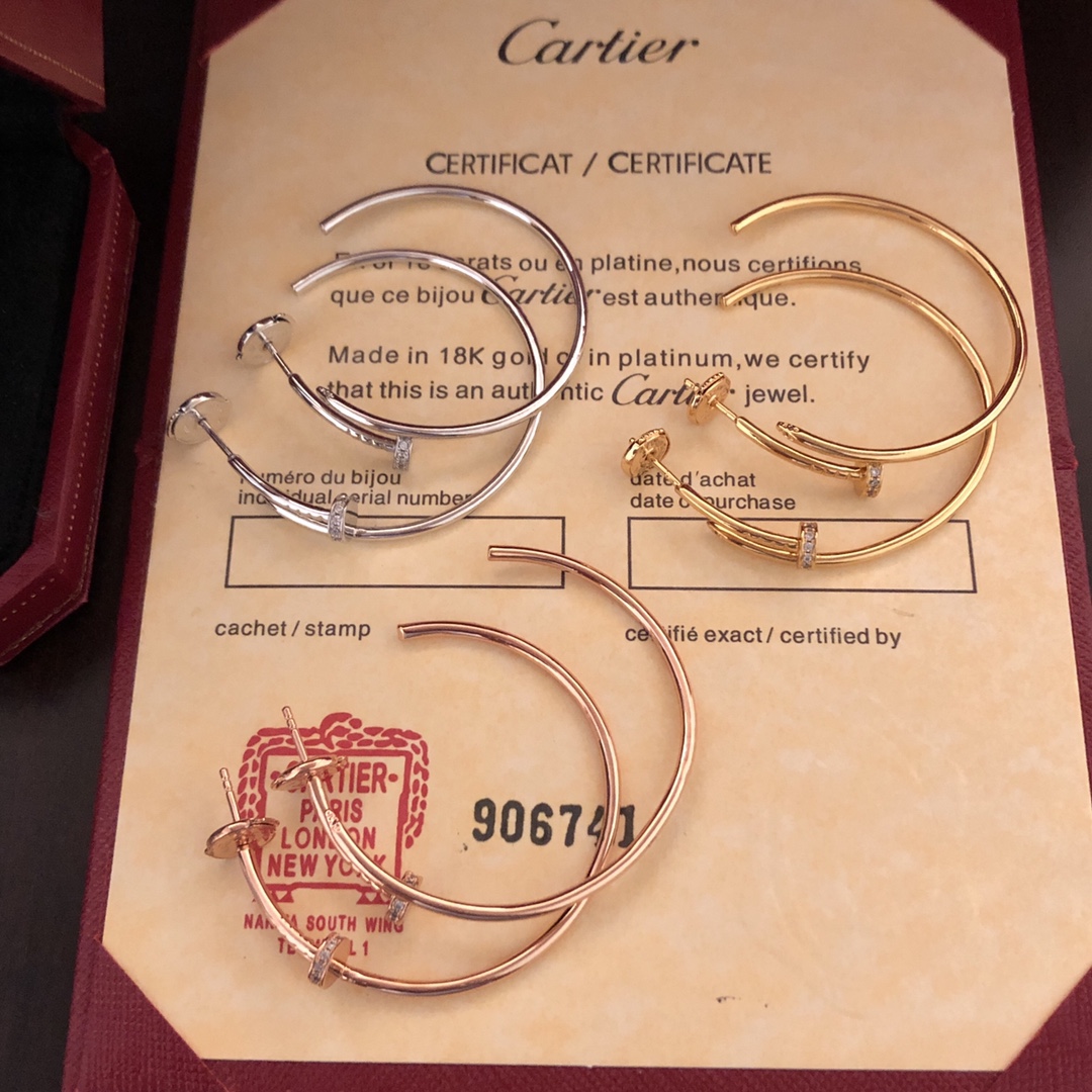 Cartier half diamond nail earrings Juste un clou series jewelry