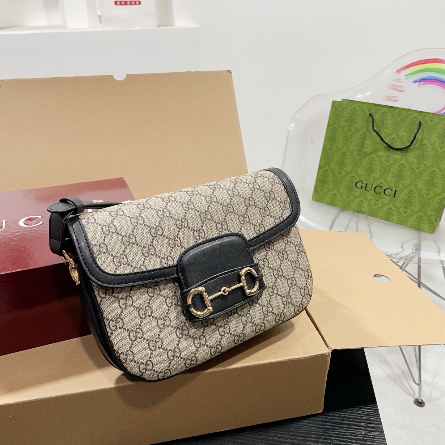 Gucci 1955 Horsebit Monogram saddle bag