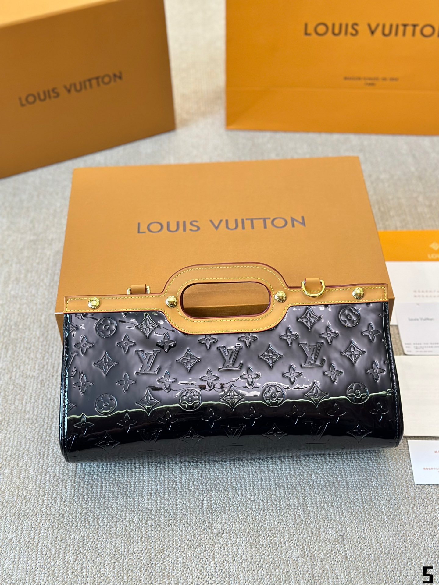 LV patent leather tote handbag