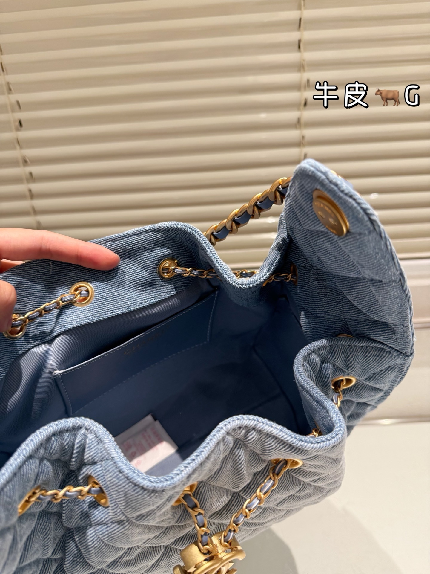 Chanel 25s small light blue denim hobo bag