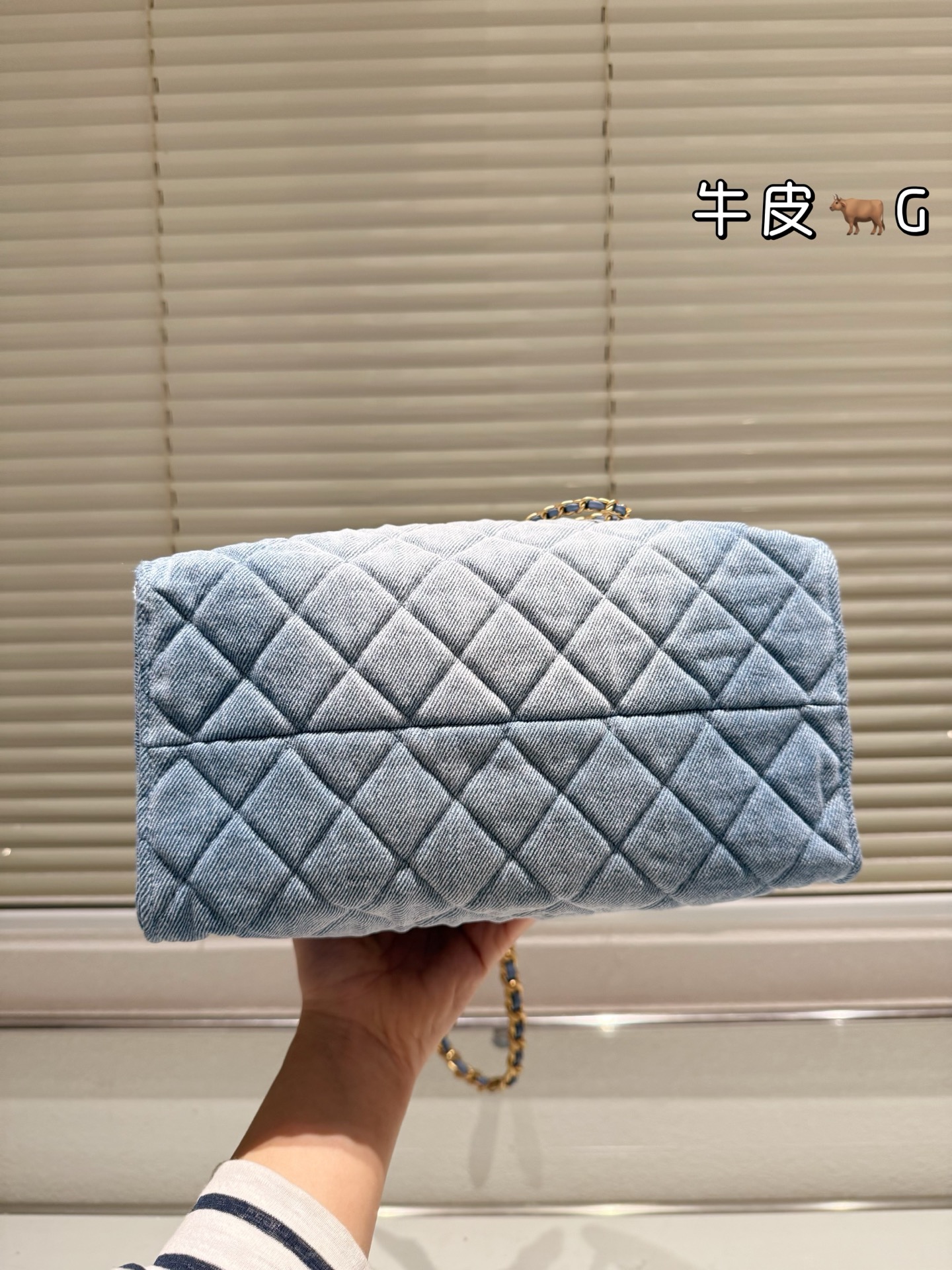 Chanel 25s small light blue denim hobo bag