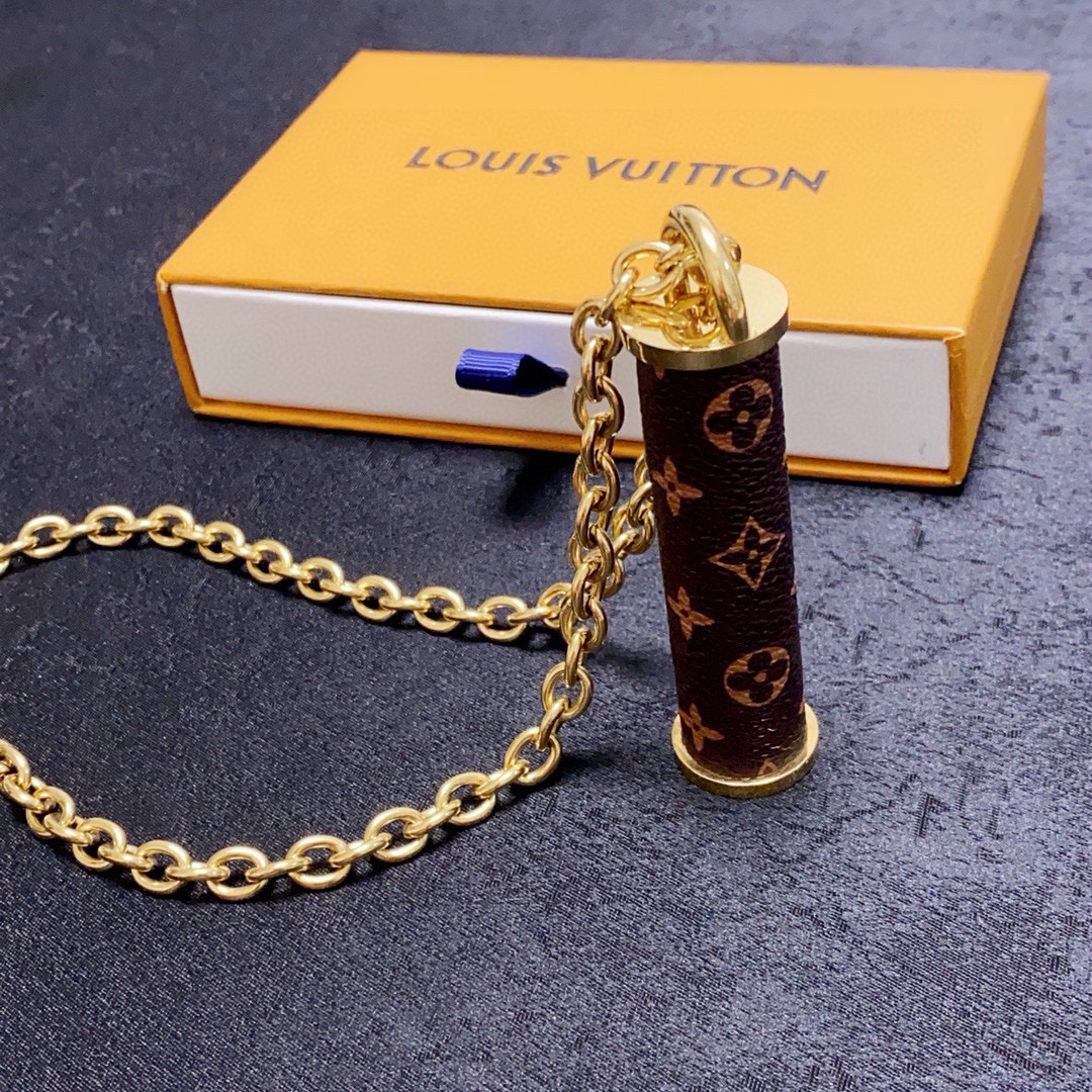 Louis Vuitton bucket leather long necklace
