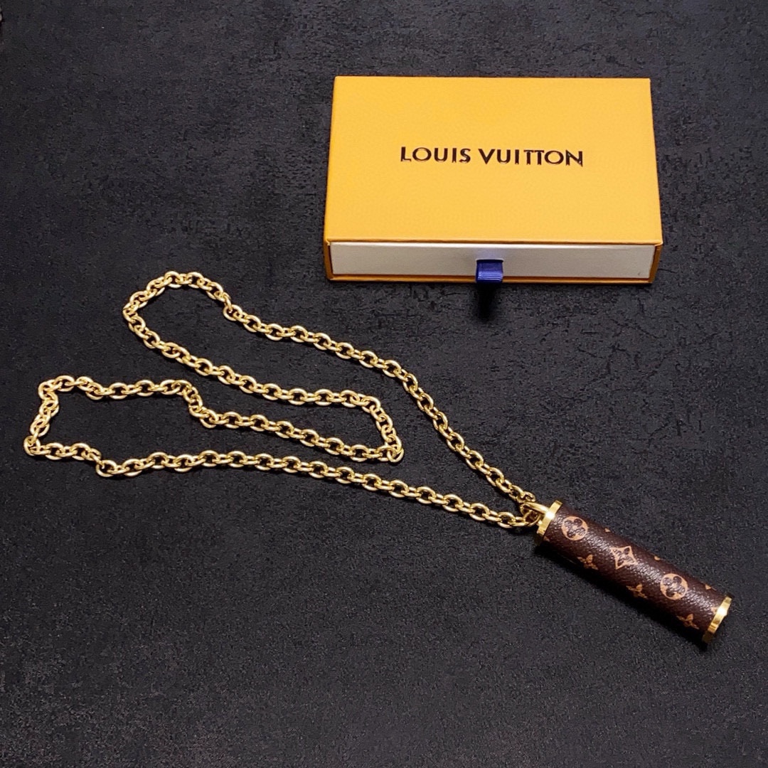 Louis Vuitton bucket leather long necklace