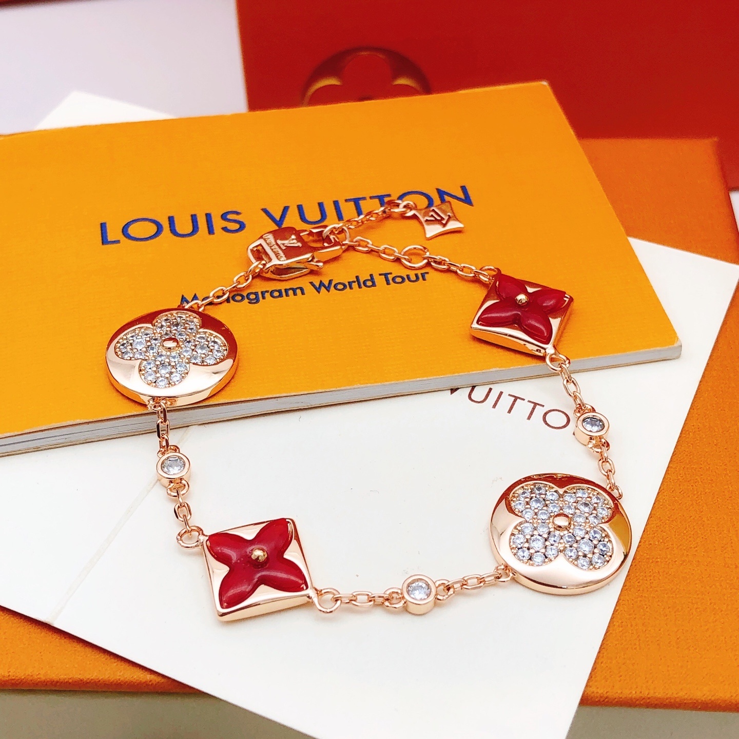 LV diamond-encrusted flower bracelet