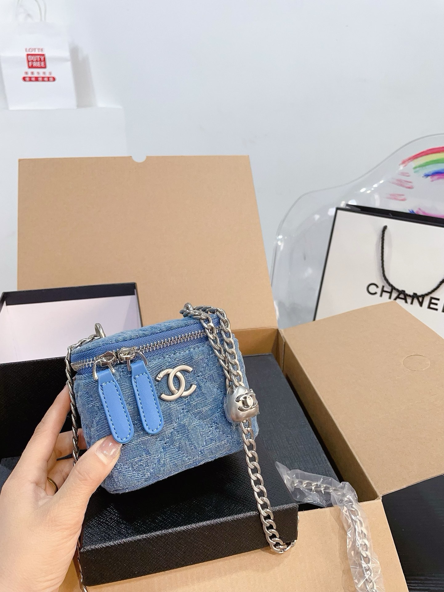 Chanel denim heart ball bag