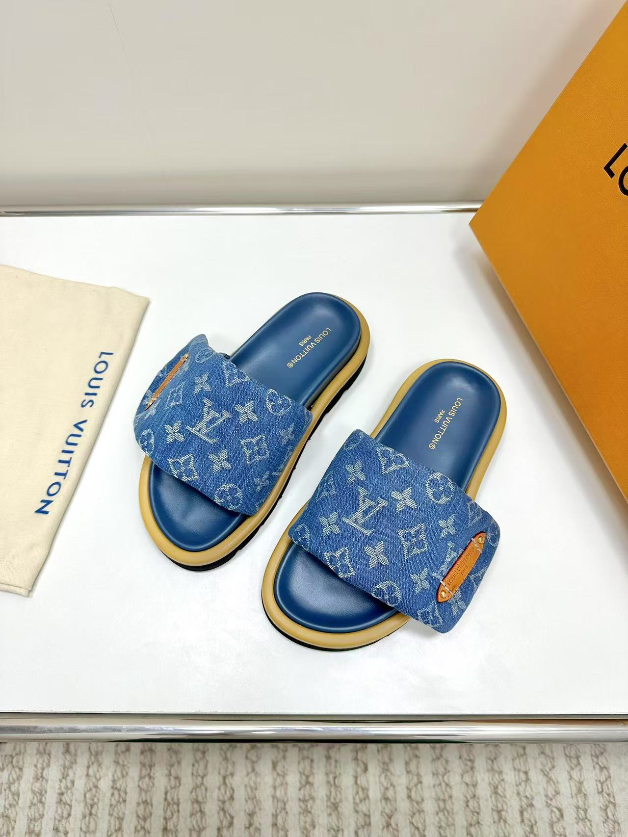 LV denim sponge slippers