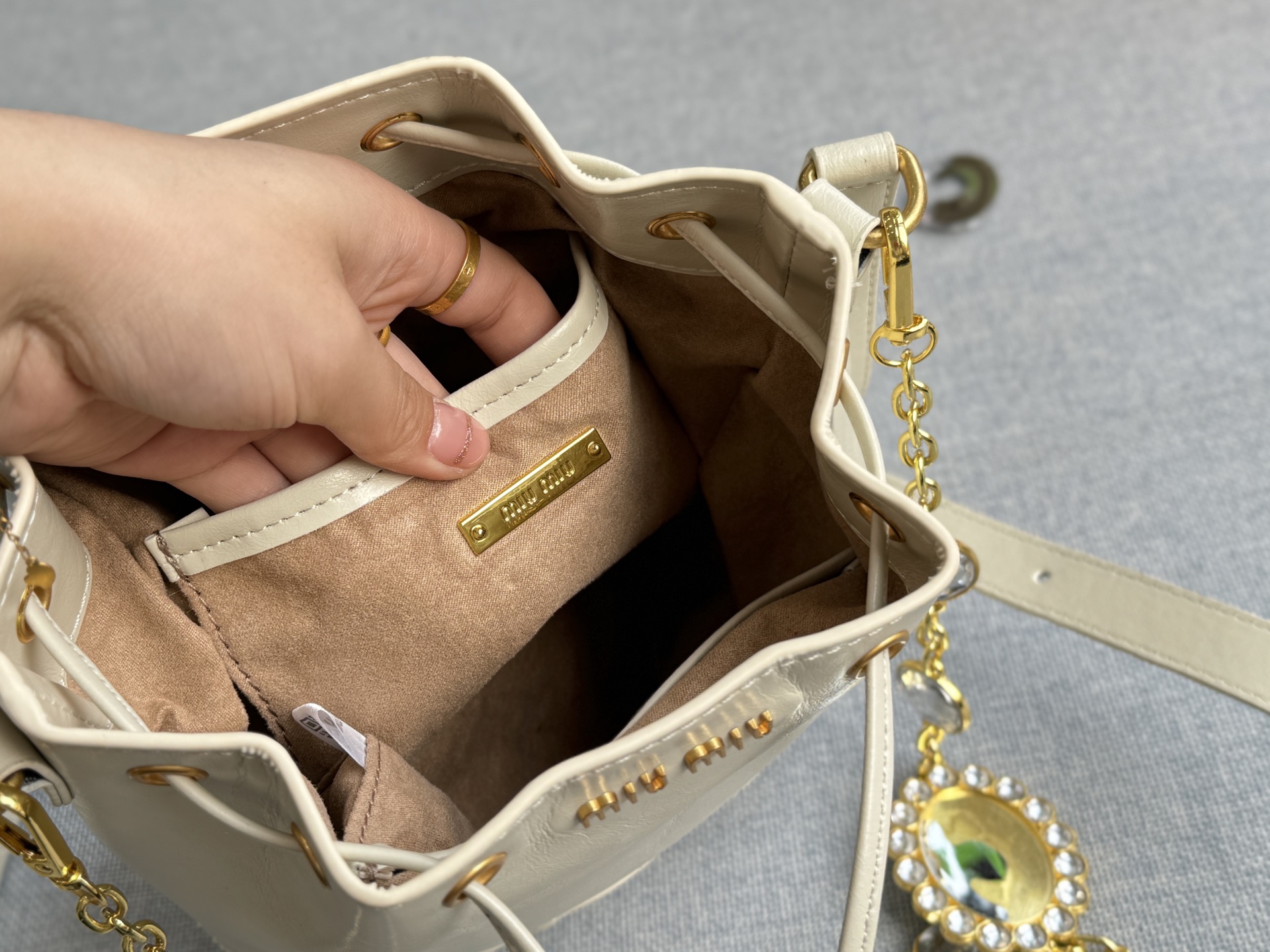 MIU MIU water drill chain bucket bag
