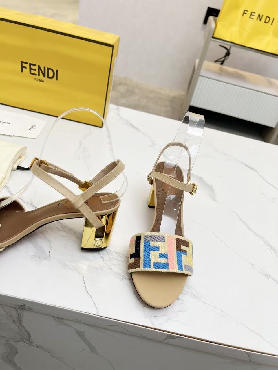 Fendi colorful letter high heels