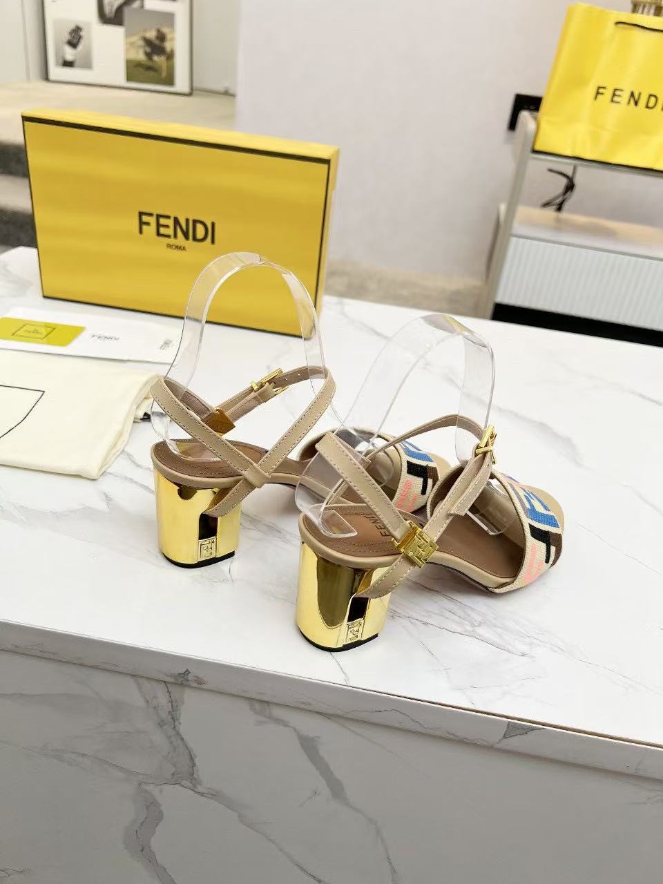 Fendi colorful letter high heels