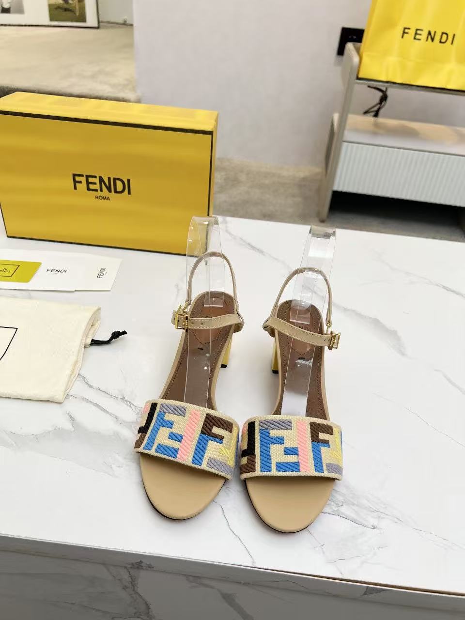 Fendi colorful letter high heels