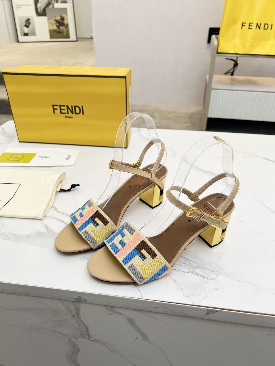 Fendi colorful letter high heels