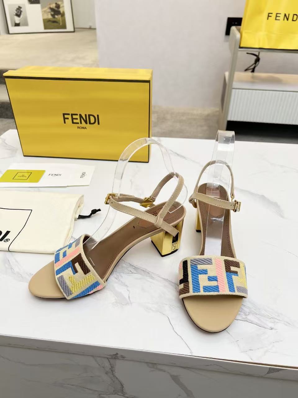 Fendi colorful letter high heels