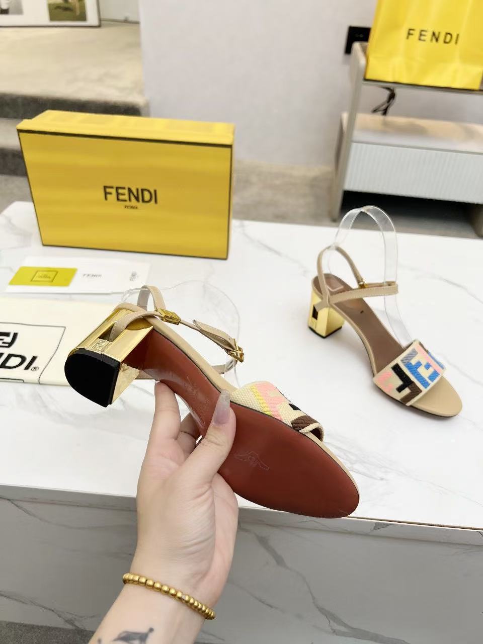 Fendi colorful letter high heels