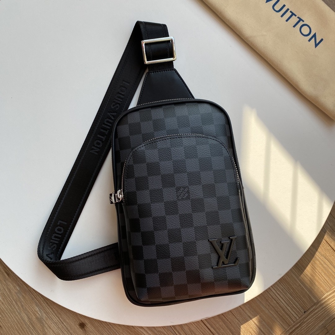 Top version LV monogram shoulder Backpack genuine leather men's bag