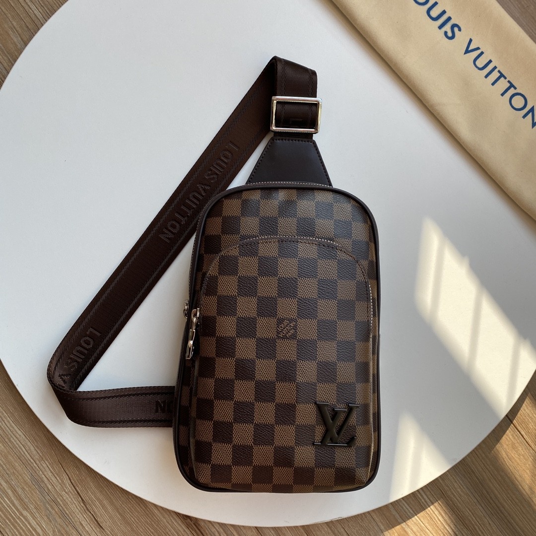Top version LV monogram shoulder Backpack genuine leather men's bag