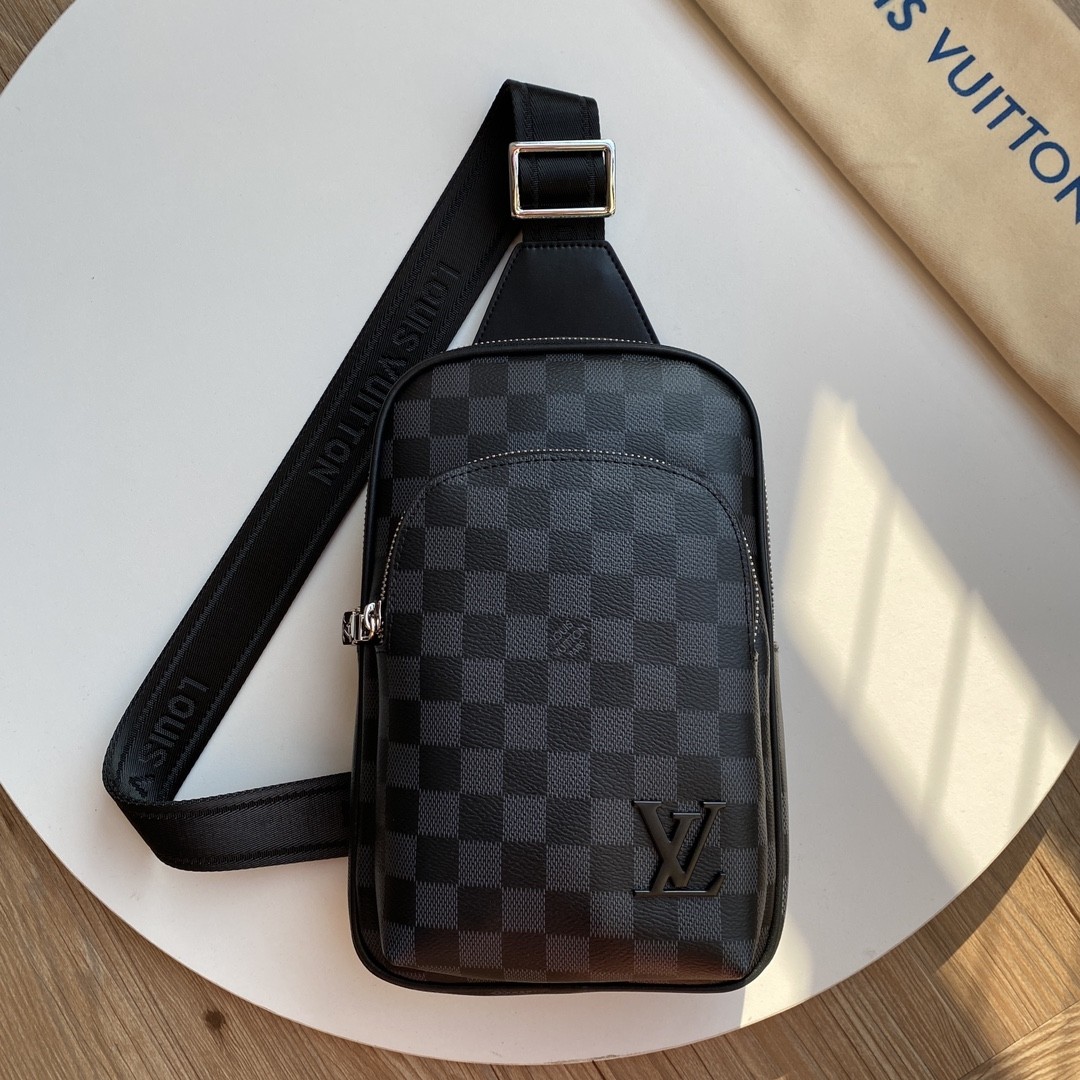 Top version LV monogram shoulder Backpack genuine leather men's bag