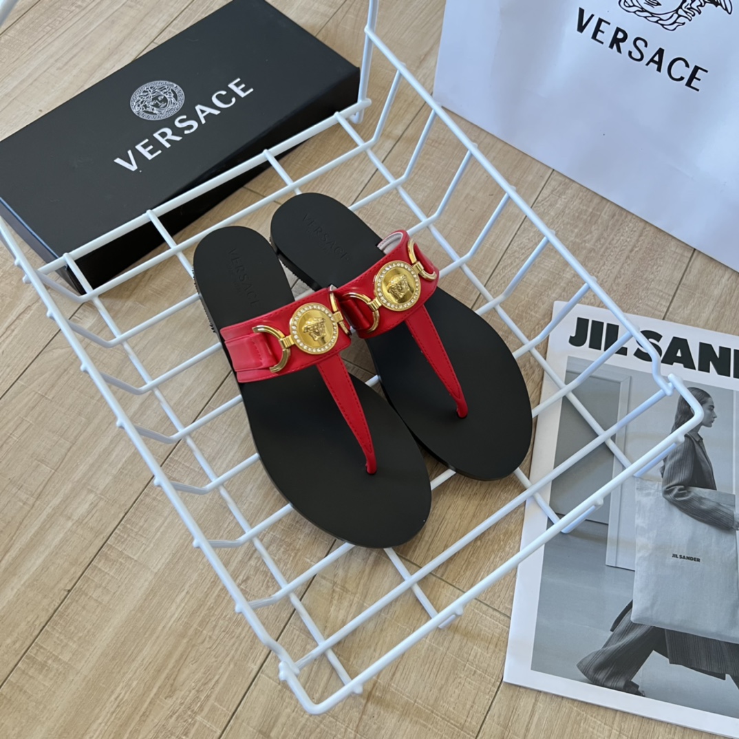VERSACE Medusa Flat Ankle Strap Sandals