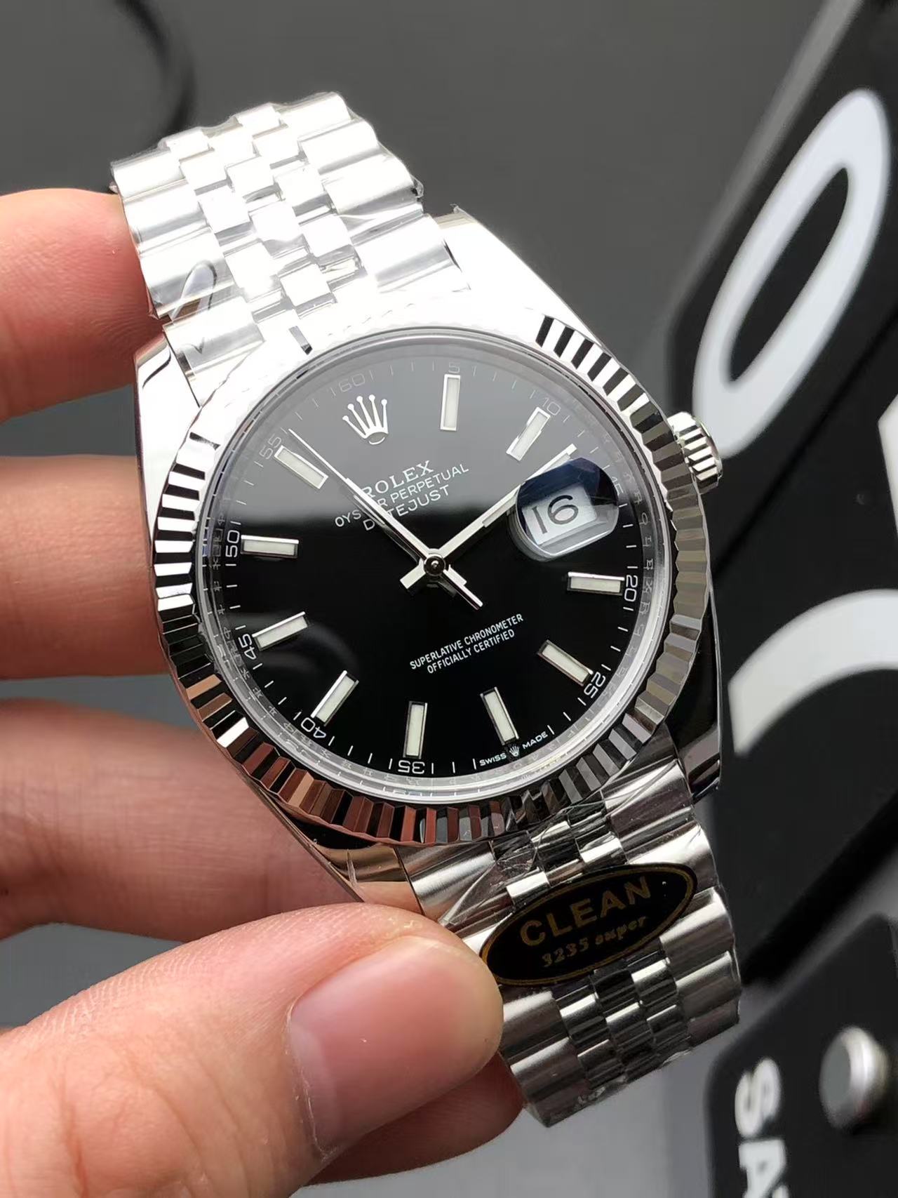 Rolex Datejust black dial watch