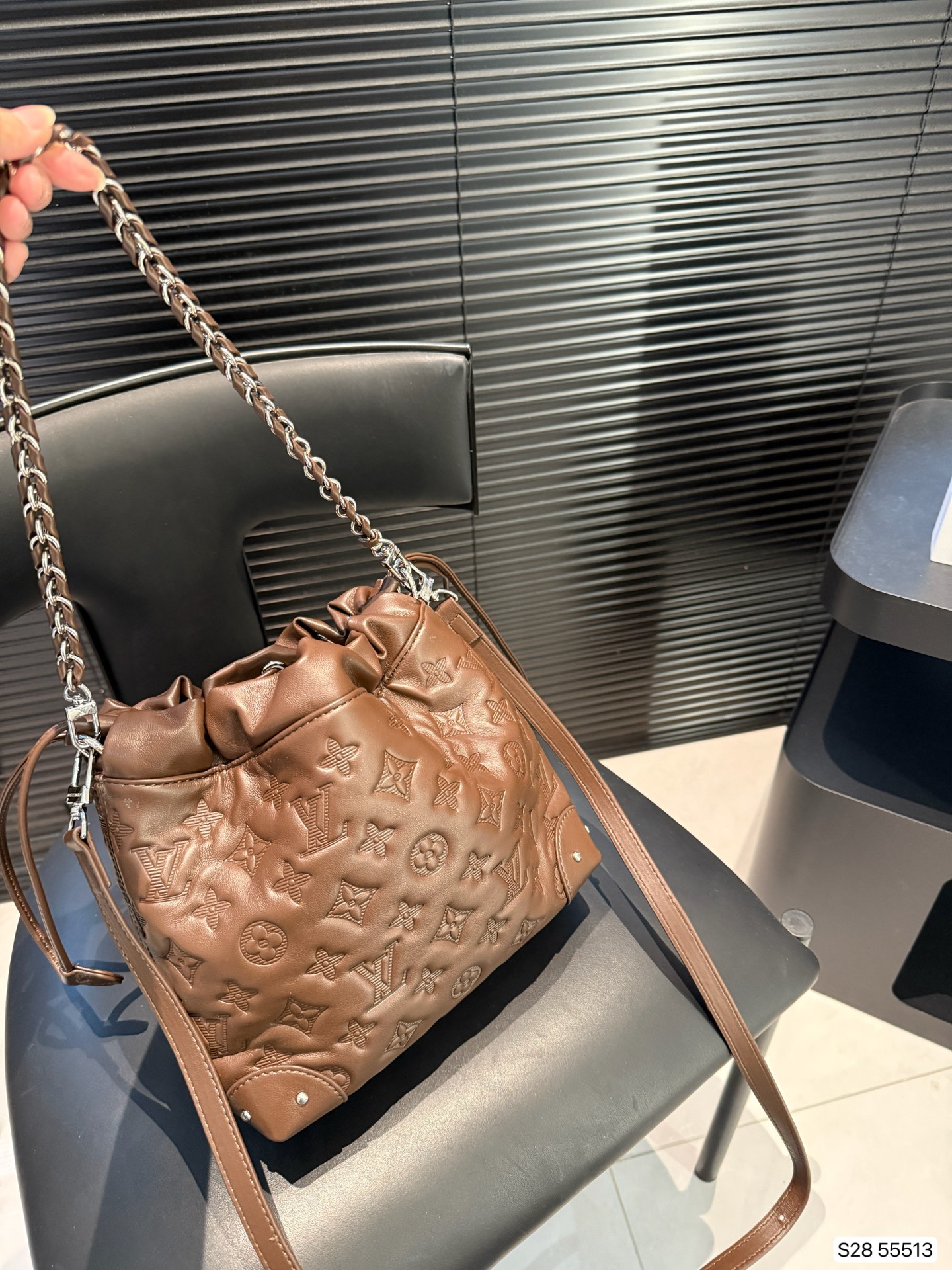 LV embossed bucket bag
