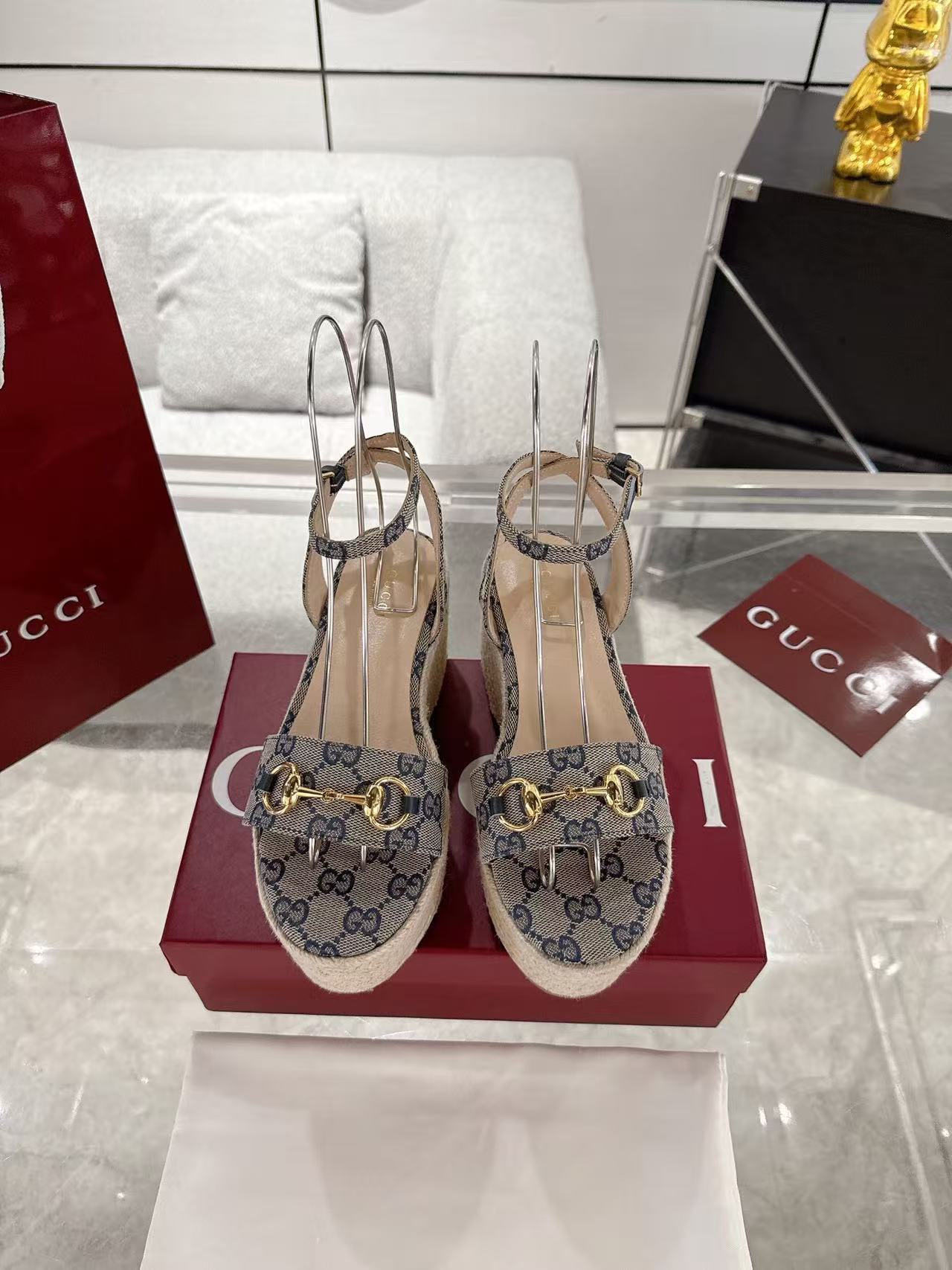 Gucci horse buckle high heels