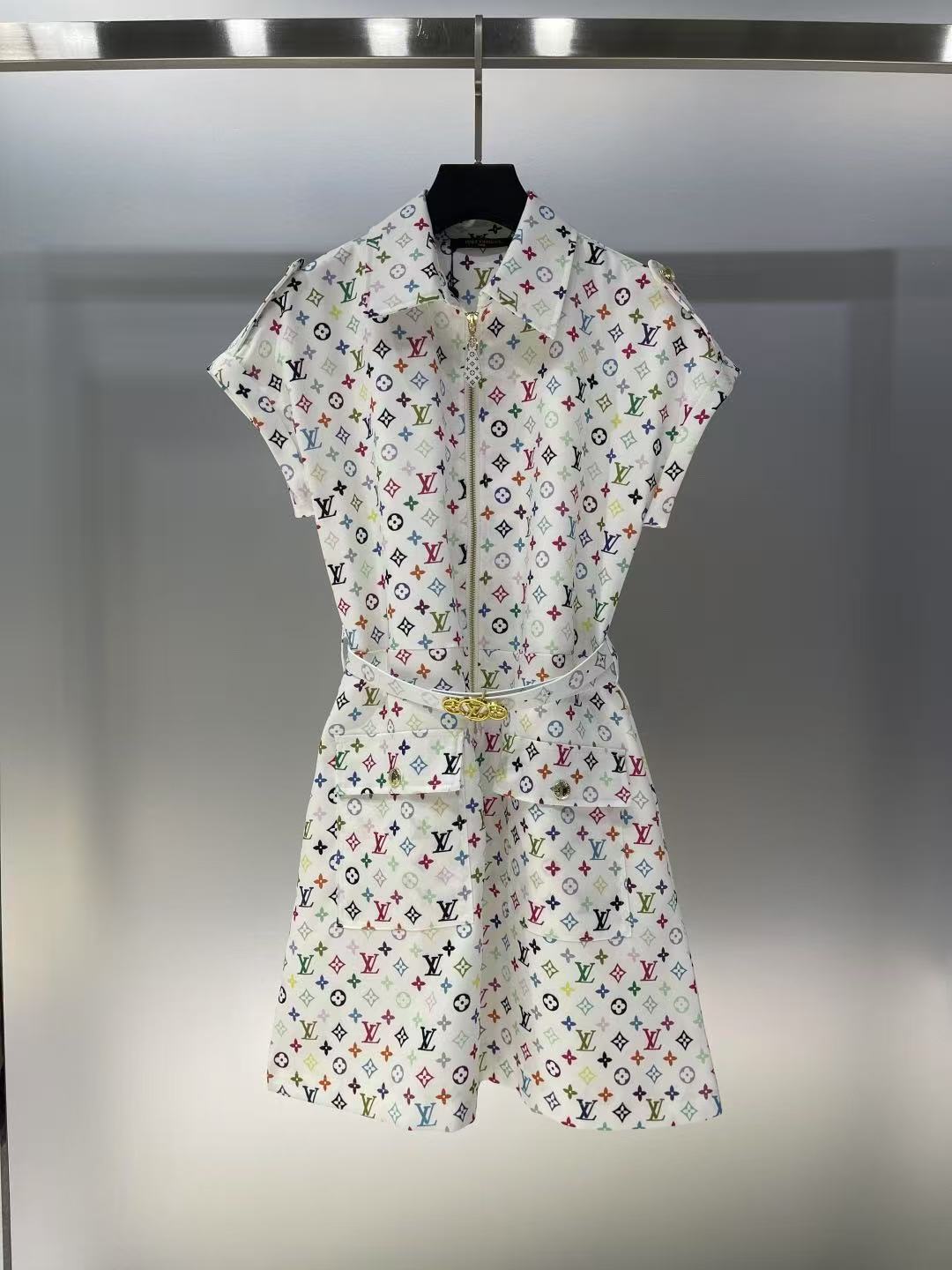 LV white tricolor dress