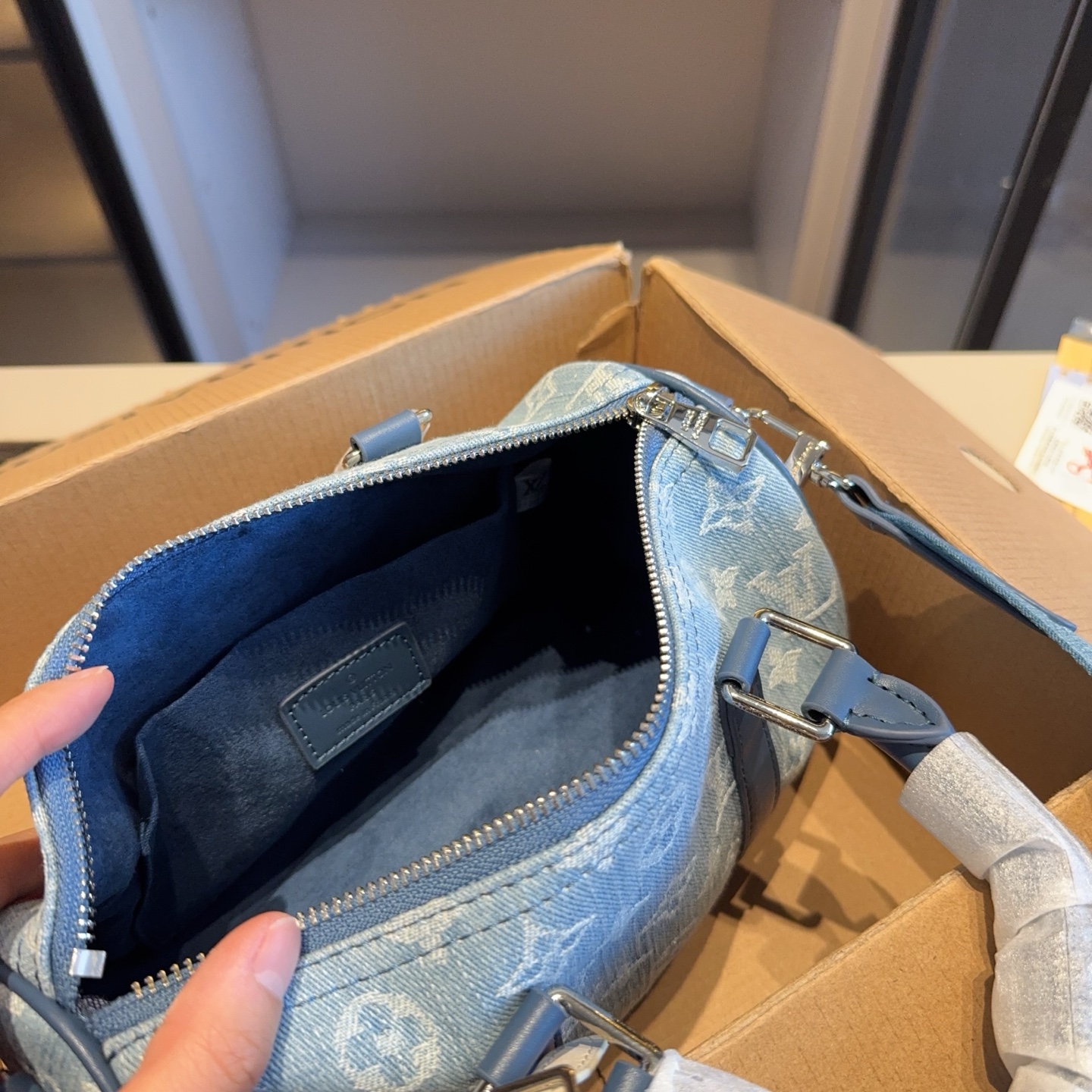 LV denim pillow bag