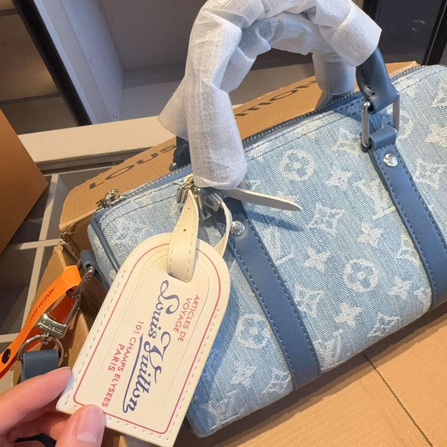 LV denim pillow bag