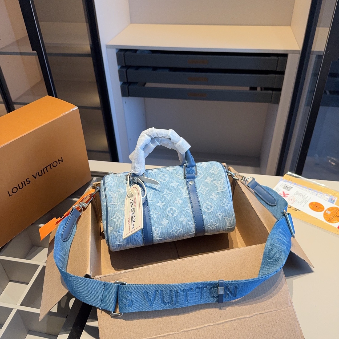 LV denim pillow bag
